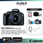 Canon EOS 3000D DSLR Camera with 18-55mm Lens (Canon Malaysia) (FREE Camera Bag, 32GB SD Card, Screen Protector, Lens Filter, 4 In 1 Cleaning Kit & Tripod)